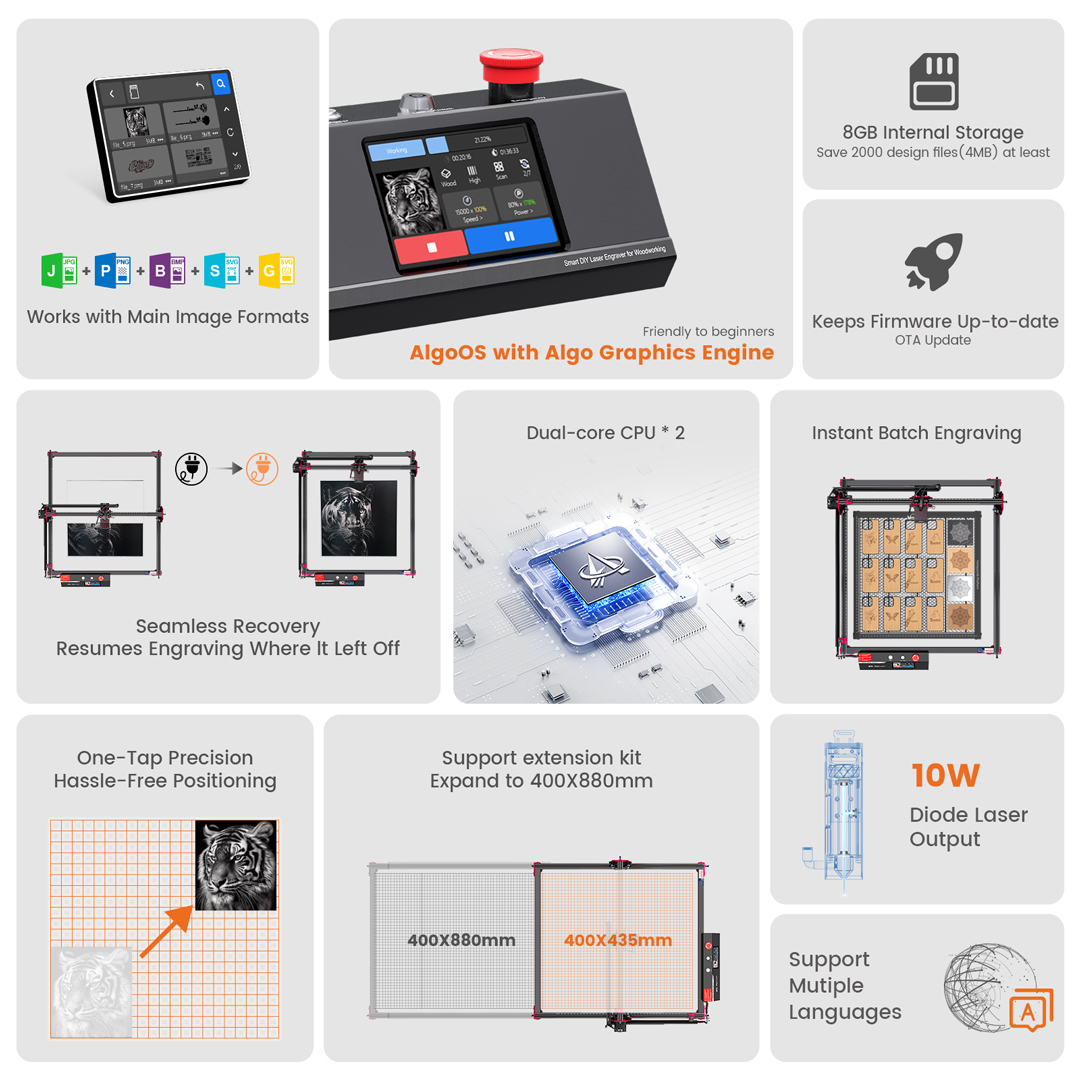 AlgoLaser DIY KIT MK2 10W Lase – Woodworking Logo recenzja i cena